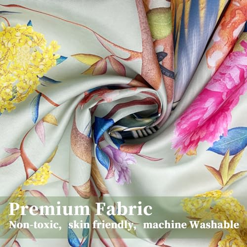 Shower Curtain Green Mould Proof Resistant Waterproof Bird Floral Bathroom Curtains with 12 hooks Quick-Drying Weighted 180x180cm (71x71Inch) Polyester Shower Curtains for Bathroom Wet Room Tub