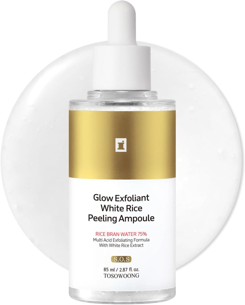 White Rice Peeling Ampoule, 75% Rice Extract, Gentle Peeling Care for Face & Body, With Kojic Acid & Niacinamide, Korean Skincare, 85ml / 2.87 fl. oz