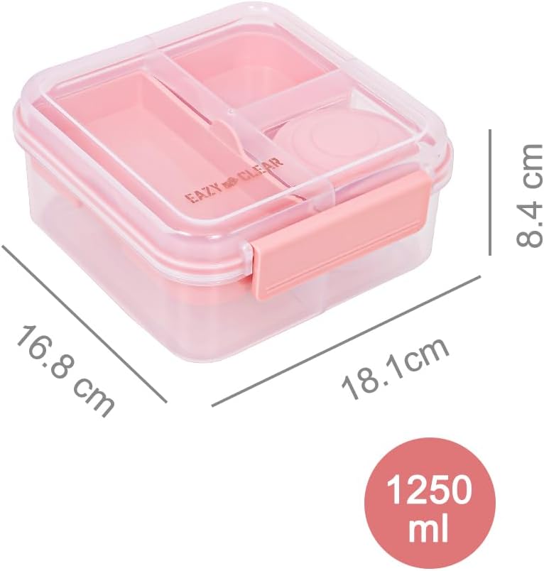 3/4/5 Compartment Convertible Bento Lunch Box with Gravy Bowl, Pink