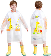 Children's raincoats, Cartoon Kids Rain Jacket, Boys Girls Hooded Rain Poncho Outdoors Kids Transparent Raincoat Student Rain Suit Waterproof Durable Windbreaker - Yellow