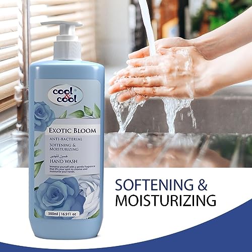 Cool & Cool Hand Wash Twin Pack (500Ml x 2)- Divine Essence and Exotic Bloom Scented Anti-Bacterial,Skin-Softening & Moisturizing Liquid Hand Wash 1Liter