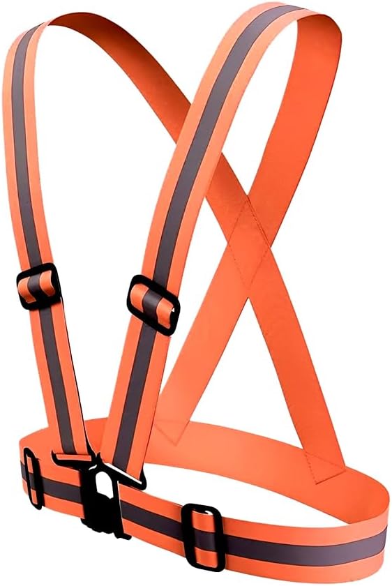 Reflective Adjustable Safety Vest, Reflective Running Gear, High Visible Reflective Gear for Sports Outdoor Cycling Supplies Protective Night Running, Adjustable Vest for Men Women Kids - Orange