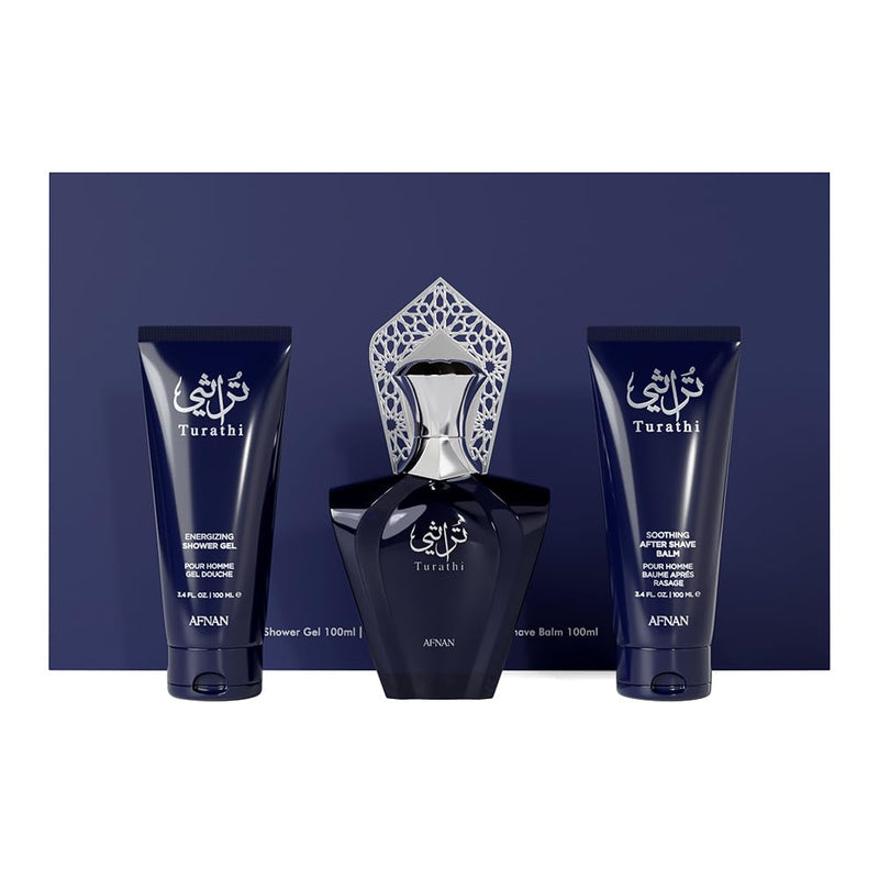 Afnan Gift Set Turati Homme Blue Eau De Perfume 100 ML+Shower Gel 100 ML+After Shave 100 ML|Gift Set For Men