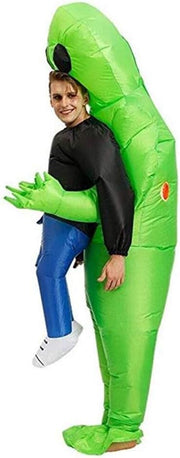 AM ANNA Inflatable ET Monster Costume Scary Green Alien Cosplay Costume for Kids Masquerade Halloween Party,Small