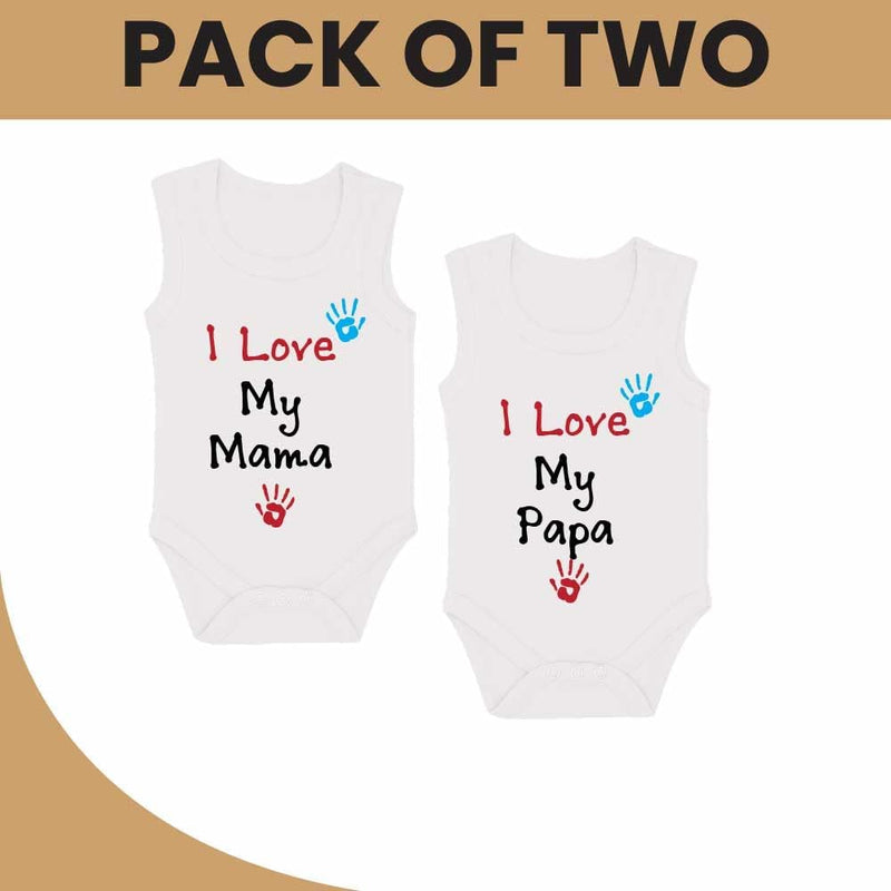 Pack of 2 Unisex Baby Romper with Mama and Papa Printed Design for Newborns,Infants, Toddlers Sleeveless Jumpsuit Snap Closure for Easy Diaper Changes Ideal for Baby Shower