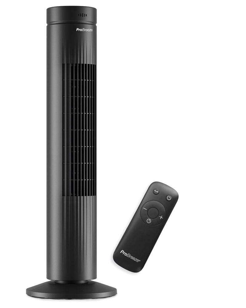 Pro Breeze® 30" Tower Fan with 7-Hour Digital Timer, Remote Control, 3 Cooling Fan Modes & LED Light Indicator - Powerful & Energy-Efficient Electric Fan for Home and Office (Black 30")