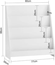 Book Shelf Kids Children's Bookshelf Corner Storage Bookcase Rack with 4 Shelves and 1 Open Compartment Toddler Book Stand Toy Organizer for Kids Room,Playroom, Bedroom,ارففKMB32-W - White-standard