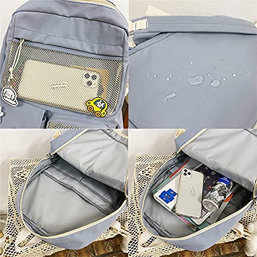 Student Kawaii Backpacks For Teen Girls, Fashion Cute Bookbag, Kawaii Backpack with Kawaii Pin and Accessories, Cute Kawaii Backpack for School (1Bear pendant 3 badges 2 drawing paper)