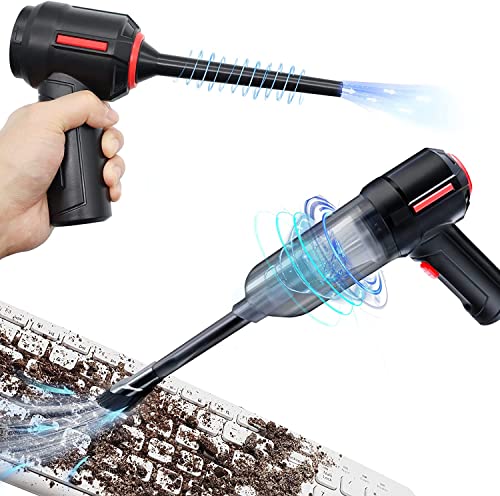 3-in-1 Computer Vacuum, Compressed Air Duster Blower, Portable Handheld Vacuum Cleaner Cordless, Rechargeable car Hoover, Mini Keyboard Cleaner Kit, Electric Spray air can for PC, Laptop, Electronics