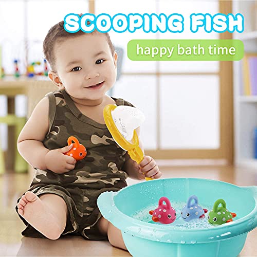 Mumoo Bear Baby Bath Toys, Mold Free Fishing Toys Set With Wind Up Bath Toys For Fishing Game For Babies 14 Months At Bathtub, Pool, 8 Shower Toys Set
