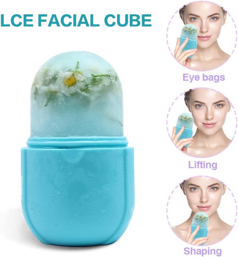 ECVV Ice Face Roller Massager for Face, Eyes and Neck, Skin Care Roller Face Massager Reduce Puffiness, Reusable Massage Silicone Ice Mold (Blue)