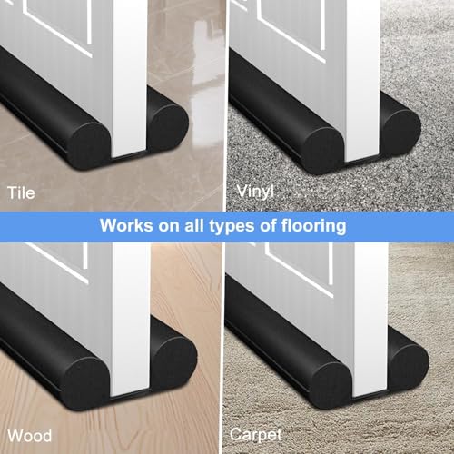 MOMENT Door Draft Stopper 95cm - Adjustable Twin Door Draft Blocker Washable & Cuttable, Draft Door Stopper Energy Saving Door Weather Stripping Reduce Noise Window Breeze Blocker Door Sweeps