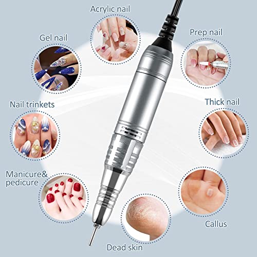 Madenia Professional Nail Drill Machine, Electric Nail File for Acrylic Gel Nails, with Touch-Sensitive Control and LCD Screen, 35000RPM, 100-240V, Gray