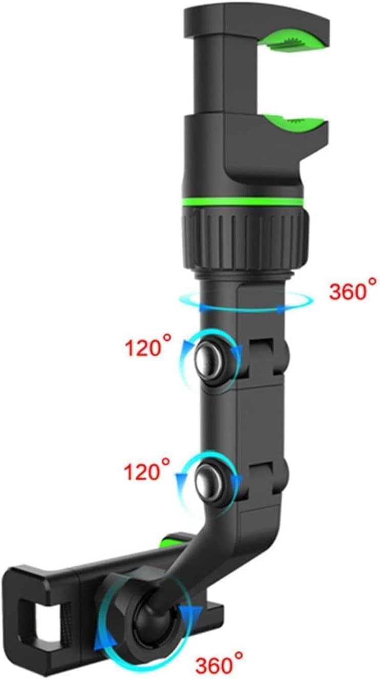 360 Rearview Mirror Phone Holder - Universal Car Phone and GPS Mount, 360 Rotating Car Rearview Mirror Mount, Adjustable, Easy Installation, Compatible with All Smartphones