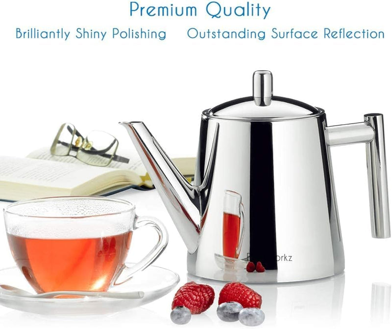 Easyworkz Stainless Steel Teapot with Removeable Infuser 800 ml Stovetop Tea Maker for Fruit Herbal and Infusion Tea