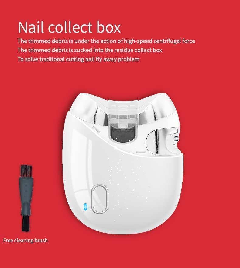 MAKINGTEC Automatic Nail Clipper with Grinding Wheel, Nail Scraps Storage, No Sharp Claws Hurt, Safe Electric Nail Trimmer (White)