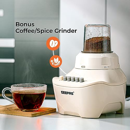 Geepas GSB5409 250W 2 in 1 Multifunctional Blender | Stainless Steel Blades, 4 Speed Control with Pulse | 1.5L Jar, Over Heat Protection| Ice Crusher, Chopper, Coffee Grinder & Smoothie Maker