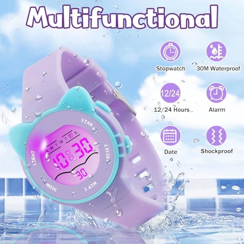 Kids Digital Watches for Girls Boys, Waterproof Watches for Kids with Alarm Stopwatch, Cute Watch, Kids Present for Girls Boys Ages 5-13