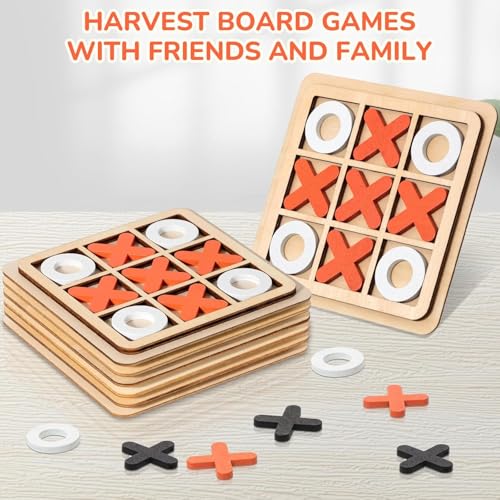 AWH 12-Pack Wooden Tic-Tac-Toe Board Game Set – Classic XO Strategy Puzzle for Family & Friends – Portable Travel-Friendly Educational Board Game – Engaging Brain-Boosting for Parties, & Gatherings