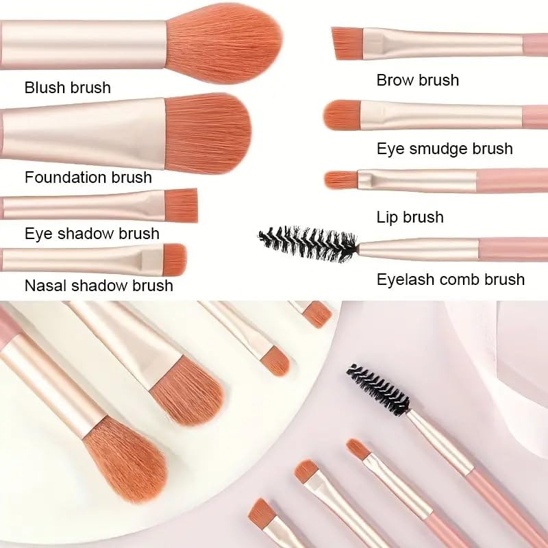 Glam Girl Face Eye Makeup Beauty Tool Kit, 8pcs/13pcs Professional Makeup Brushes 2pcs Powder Puff With Strap 1pcs Double Head Silicone Brush, Complete Function Makeup Beauty Accessories For Women