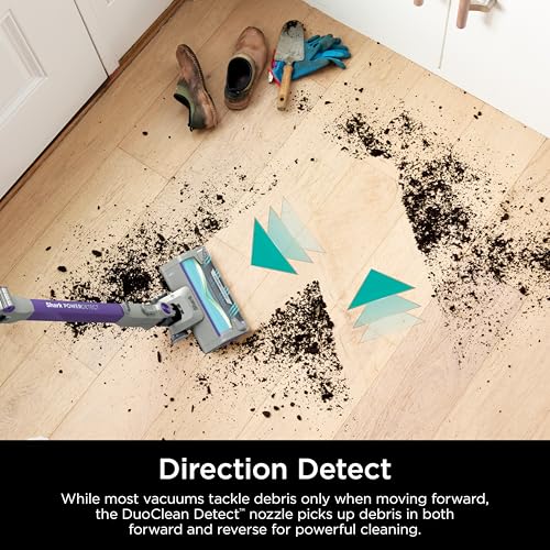 Shark Cordless Vacuum Cleaner with HEPA Filter, PowerDetect Clean & Empty, Powerful Suction, Pet Hair Pickup, Carpets & Hardfloor, Grey/Purple, IP1251MET