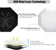 UV Sun Umbrella Compact Folding Travel Umbrella Auto Open and Close for Windproof, Rainproof & 99% UV Protection Parasol with Black Anti-UV Coating - White