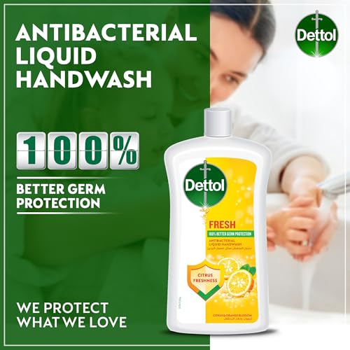 Dettol Fresh Liquid Handwash Refill, Citrus & Orange Blossom Scent, 1L x 3