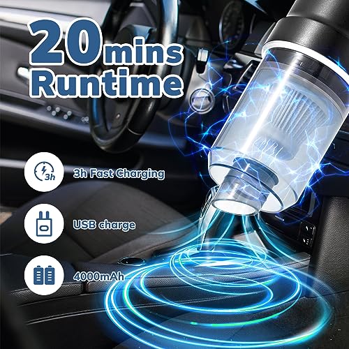 Gorunning Handheld Car Vacuum Cleaner, Mini Car Vacuum Rechargeable, 9000PA 120W High Power, 2 in 1 Air Duster with LED Light, Portable Vacuum Cleaner for Car, Home, Office, Pet, Black