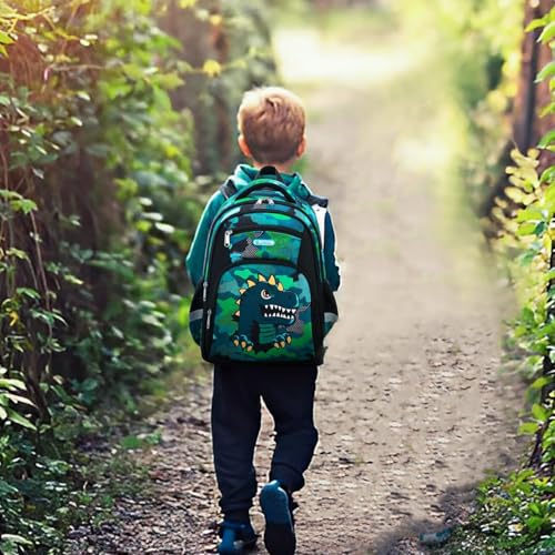 School Backpack, Backpack for Boys Girls School Bookbags, Kindergarten Elementary Middle School, Lightweight Waterproof Multifunctional Large Capacity for Backpack (16 inch Dinosaur Fun Prints)