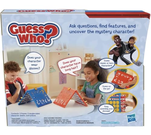 Hasbro Gaming Guess Who? Original Guessing Game, Board Game for Kids Ages 6 and Up For 2 Players, Easy to Load Frame, Double-Sided Character Sheet