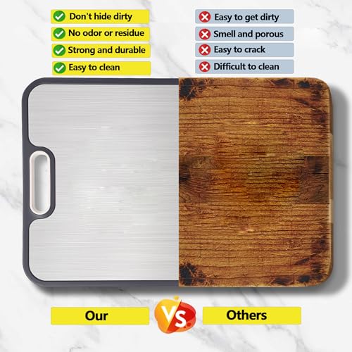 Titanium Cutting Board for Kitchen, Double-sided Chopping Board Titanium and Wheat Straw PP, Large Cutting Boards for Meats, Fruits and Vegetables, 15”×10.5”