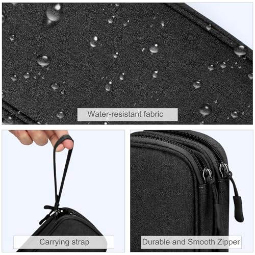 FYY Travel Cable Organizer Bag Electronic Accessories Portable Waterproof Carrying Bag Double Layers All-in-One Storage Bag for Cord, Charger, Phone and Earphone - Black