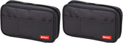 Lihit Lab. Double Zipper Pen Case, 7.9 X 2.8 X 4.7 Inches, Black (A7555-24) - 1 count (Pack of 2) Black