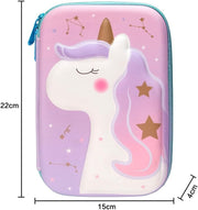 Unicorn Pencil Case for Girls, 3D EVA Large Capacity Pen Holder, 3 Compartment Kids School Supply Organizer, Cute Cartoon Stationery Pouch & Marker Bag, Ideal Birthday Gift for Kids