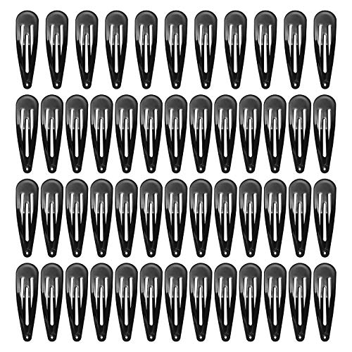 SWSTINLING 50 Pack Black 2 Inch Barrettes Metal Snap Hair Clips Accessories for Women