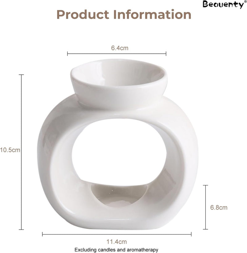 Beauenty Oil Candle Warmers, Ceramic Tealight Holder, Aroma Oil Burner, Aromatherapy Stove. White Carved Petal (Style 2)