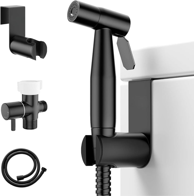 VELORDEC Bidet Sprayer for Toilet - Chrome Finish Shattaf Set with 57" Hose and Enhanced Stainless Steel Brushed Nickel for Feminine & Baby Wash, Includes Pressure Control T-Valve, Rubber Washers,Tape