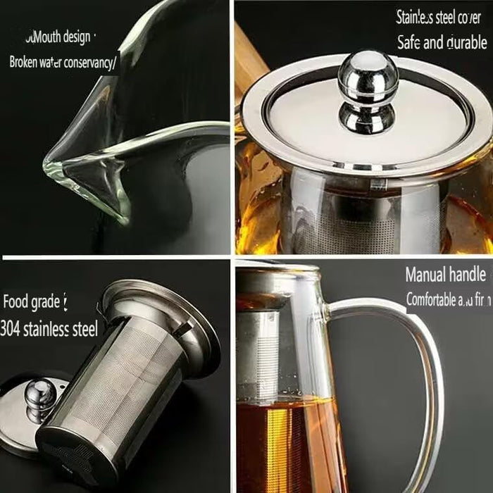 Glass Teapot with Infuser, Stovetop Safe, Blooming and Loose Leaf Tea Maker Set, with Removable Stainless Steel Infuser (750)