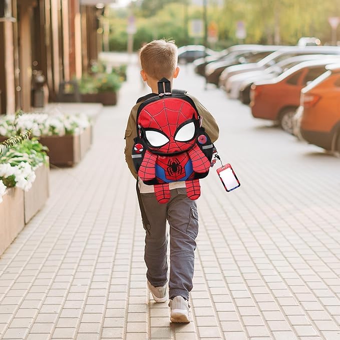 Toddler 3D Comic Spider Schoolbag - Black, Waterproof, Lightweight for 3-6 Years Old Elementary Students