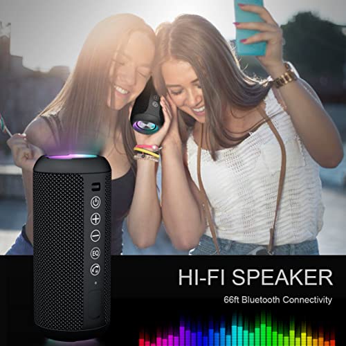 Ortizan Portable Bluetooth Speakers, IPX7 Waterproof Wireless Speaker with 24W Loud Stereo Sound, Outdoor Speaker with Bluetooth 5.3, Deep Bass, RGB Lights, Dual Pairing, 30H Playtime for Home, Party