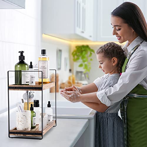 Giftacity 2-Tier Countertop Organizer for Bathroom Counter Wood Bathroom Counter Organizers Shelf Cosmetic Storage, Standing Vanity Tray for Bathroom Organization and Decor