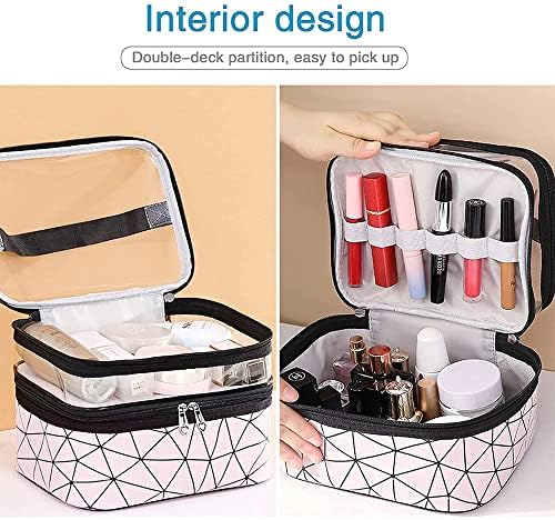 URbazaar Cosmetic bag, Double Layer Travel Makeup Bags For Women, Waterproof Portable Cosmetic Cases Make up Organizer for Makeup, Cosmetics Tools, Shampoo, Toiletries