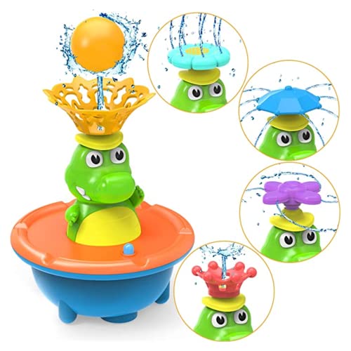 AM ANNA Fountain Crocodile Baby Bath Toys for Toddlers 1-3,4 Modes Spray Water Bath Toy for 1-8 Year Old Boys Girls Kids, Sprinkler Light Up Bathtub Toy Bathroom (Multicolor)