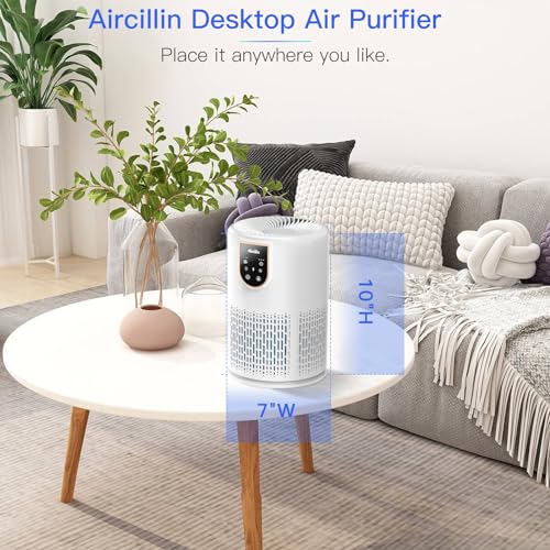 Aircillin Air Purifiers for Home Bedroom, H13 True HEPA Filter Air Cleaner Remove 99.97% 0.3 Micron Particles/Smoke/Pet Dander/Pollen/Odor/for Office, Dorm, Apartment, Kitchen (1-Pack AP0801)
