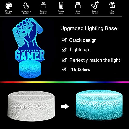 Video Games 3D Illusion Night Light for Kids,Acrylic night light &16 Colors Change,Decor LED Bedside Night Lamp With remote control, suitable for bedroom Gamer Room Gifts Toys for Boys Girls