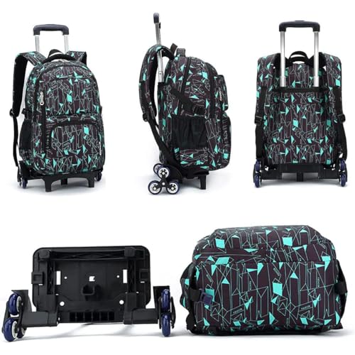 Boys Rolling Backpacks Fashion Printed Girls Wheeled Luggage Bags Kids Trolley School Bags Large Capacity for School Students Bookbag