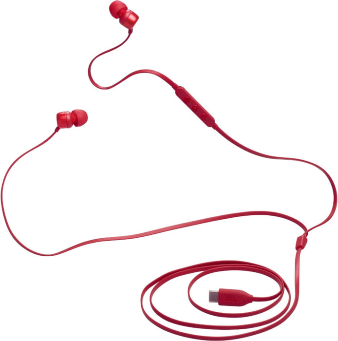 JBL Tune 110 Wired In-Ear Headphones, Deep and Powerful Pure Bass Sound, 1-Button Remote/Mic, Tangle-Free Flat Cable, Ultra Comfortable Fit - Black, JBLT110BLK