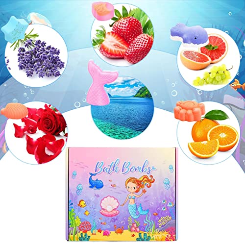 2 Pcs Mermaid for Kids | Kids Organic Cartoon Shell Star Whale for Girls Women,6 Pieces Gift Set for Holiday Christmas Birthday Valentine's Day
