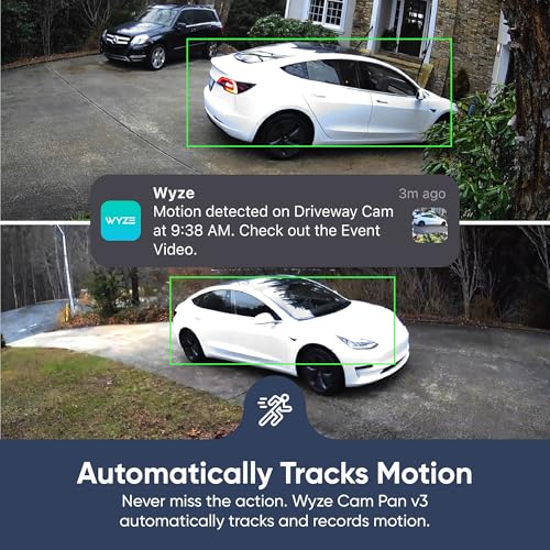 WYZE Cam Pan v3 Indoor/Outdoor IP65-Rated 1080p Pan/Tilt/Zoom Wi-Fi Smart Home Security Camera with Color Night Vision, 2-Way Audio, Compatible with Alexa & Google Assistant, Black, 2-Pack