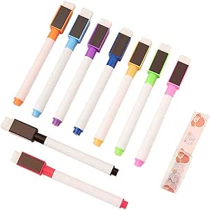 SYOSI Whiteboard Pens, Whiteboard Markers, 9 Pieces Whiteboard Pens and Eraser set, Fine Tip White Board Pens White Board Markers Erasable, Dry Wipe Markers for Kids Weekly Planner Dry Erase Marker